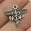 20X19Mm 1.4g Prata Antiga Exportação Joias Acessórios Necessidades Diárias Np Cana Símbolo Médico Pingente