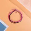 Pulseira de Corda de Cera Colorida Estilo Europeu e Americano Tecida à Mão com Múltiplas Camadas e Pequeno Pingente de Liga Metálica Ajustável Simples
