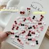 Dibujo Animado Estéreo Lazo Gato Lazo Borgoña Rosa Blanco y Negro Lazo Pequeño Manicura Resina Joyería Diamante