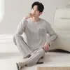 Segundo hallazgo conjunto de pijama de algodón de carga de manga larga y pantalón largo para hombre, cuello redondo, jersey, conjunto de dos piezas, transmisión en vivo, transfronterizo, hogar para hombre