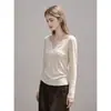Camiseta Base Manga Longa Decote V com Renda Estilo Coreano Feminina Design de Início de Outono Senso de Temperamento Top Pequeno 25818