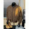 Chamarra tipo bomber de estilo americano para hombre, silueta moderna de verano 2026, ropa de trabajo, cuello de béisbol, chaqueta corta de piel sintética
