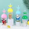 Taza de plástico de panda de dibujos animados creativa Valor de color alto de la red roja Taza linda para niños Taza de plástico con pajilla Disponible al por mayor