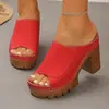 Sandalias de Verano 2026 Comercio Exterior Talla Grande de una Sola Tira Tacón Grueso Suela Gruesa que Aumenta la Altura Boca de Pez Abiertas en la Punta para Playa al Aire Libre para Mujer