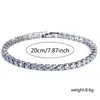 Popular Tênis Cruzado Tênis Completo Diamante Zircônia Hip-Hop Popular Corrente Rodada Linha Única Joia Amazon Pulseira Europa e América