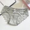 Ropa Interior de Encaje Blanco para Niña Estilo Japonés Calzones Sexy para Mujer de Corte Medio Cintura Baja con Tirantes Cruzados Malla Hueca