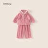 Bangxuan Ropa Infantil Ropa Cálida de Invierno Ropa de Casa para Bebé Niña Traje con Capucha para Niños Pijamas de Niña Conjunto de Dos Piezas