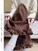 Pantalones de pana gruesos de estilo coreano dulce para otoño e invierno, forrados de forro polar, holgados, adelgazantes, con caída, suaves, con volantes y pierna ancha para mujer