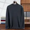 Suéter pullover de cachemir para outono e inverno, novo, masculino, gola alta média, para negócios, cor sólida, camisa base de tricô, solto e simples