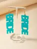 Brincos de acrílico com letras longas de personalidade simples, novos, azuis, moda, brincos simples para mulheres, à vista, atacado
