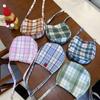 Bolsa de Huevo a Cuadros Nueva de Primavera Linda Ovalada para Mujer Bolso Mensajero Móvil Bolso de Hombro Retro Versátil de Gran Capacidad