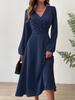 Amazon Ropa para Mujer Europea y Americana Moda de Primavera y Verano Cuello en V Manga Larga Farol Falda Torcida Elegante Vestido Midi