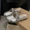 Cor Prata Francesa Aumento Oculto de Altura Solado Grosso Biqueira Fechada Chinelos Verão Outono Uso Externo 2026 Novas Sandálias Mulas Slip-on