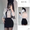 Ropa Interior Sexy Secretaria Femenina OL Cuello Blanco Transparente Camisa de Manga Larga Falda Ceñida a la Cadera Uniforme Maestra Femenina Ropa Profesional