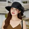 Novo Chapéu de Sol de Organza Estilo Hepburn para Mulheres, Circunferência da Cabeça Grande, Plissado, Elegante, Emagrecimento Facial, Chapéu de Mãe, Chapéu de Pescador Floral