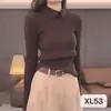 Camiseta Interior de Manga Larga Ajustada Estilo Coreano para Mujer, Talla Única, Top de Punto de Color Sólido Versátil y de Moda