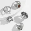 Joyería de Mano para Hombre de Venta Caliente Transfronteriza Europea y Americana Anillo Retro con Forma de Serpiente y Calavera Accesorios de Anillo de Apilamiento de Gama Alta Hip-Hop