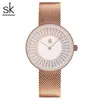 Reloj Shengke SK para Mujer Correa de Malla Reloj de Cuarzo Moda Femenina Reloj Creativo K0126