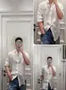 Camisa Blanca de Lino para Hombre de 5 Colores, Material 100% Lino, Cuello de Solapa, Estilo Old Money, Corte Relajado, Camisa Holgada