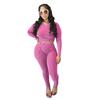 K10645 Venta Directa de Fábrica Amazon Moda Europea y Americana Casual para Mujer Ajustado Sexy Acanalado Manga Larga Ropa Deportiva