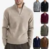 Comércio Exterior Amazon Transfronteiriço Novo Estilo Malha Masculina Jovem Casual Camada Base Quente Jaqueta de Malha com Meio Zíper