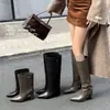 Botas Altas de Calibre Grande para Mujer 2026 Nuevo Estilo Punta Fina Tacón Grueso Piel Talla Grande Botas de Caballero Negras Botas Altas hasta la Rodilla de Pantorrilla Ancha