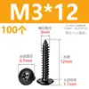 Tornillos autorroscantes de cabeza de cruz de acero inoxidable 304 negros, tornillos autorroscantes de cabeza de hongo M3M4M5M6