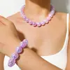 Colar com Pingente de Contas Coloridas a Laser Yongge Jewelry Estilo Europeu e Americano Colorido Bloqueio de Cores Joias de Contas de Vidro