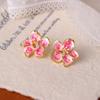 Brincos de Pérola de Água Doce Flor de Ameixa Colorida Esmaltada Design Original Novos Brincos Estilo Chinês Distintivos Nicho Ins Brincos para Mulheres