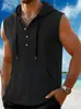 Colete Masculino de Verão Estilo Americano, Solto, Casual, Cor Sólida, com Capuz, Sem Mangas - Amazon Transfronteiriço