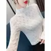 Camiseta interior para mujer, cuello semi-alto, suéter de ropa interior, novedades de otoño para mujer, manga larga, corta, tejido de punto, top de principios de otoño