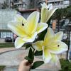 Lirio blanco 3D con tacto suave, lirio de 3 cabezas con tacto suave, ideal para bodas, decoración del hogar, hotel, flores falsas al por mayor