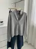 Cardigã de tricô casual simples estilo coreano com zíper duplo para mulheres, novo modelo outono e inverno 2026, gola alta, casaco superior espessado