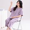 Pijama de verano de algodón fino de manga corta para mujer, pantalones cortos, traje holgado de talla grande, ropa de hogar de algodón cómoda que absorbe la humedad