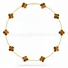 Colar Trevo de Quatro Folhas Van Cleef & Arpels CNC Versão Alta Madrepérola Branca Natural Banhado a Ouro 18K Real Prata Pura Colar de Dez Pétalas