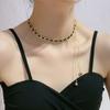 Collar con cordón de cuero tejido de estilo Chanel distintivo de estilo coreano para mujer, collar de cadena de clavícula para mujer, collar sencillo.