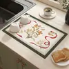 Mantel individual para mesa de comedor de tierra de diatomeas estilo americano con un toque de alta gama, adecuado para uso doméstico, aislante del calor, absorbente de agua, secado rápido, tapete para encimera, tapete de drenaje resistente a manchas para cocina