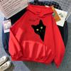 Moletom com Capuz de Algodão Casual com Estampa Divertida de Gato Preto para Homem/Mulher