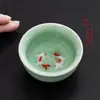 Caneca Master Celadon Presente de Aniversário Caneca de Chá Grande Legal Conjunto de Chá de Brocado Duplo Lótus Xícara de Cerâmica para Degustação