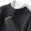 26 Novos Modelos de Suéteres de Cashmere Simples e Versáteis para Bebês Masculinos, Suéteres de Tricô com Meia-Gola e Zíper com um Toque Limpo e Sofisticado