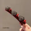 Pinza para el Cabello con Lazo de Terciopelo Rojo para Mujer, Pinza para Flequillo Lateral, Pinza Pequeña de Garra de Princesa, Pinza de Pato para Niños, Accesorio para el Cabello de Año Nuevo
