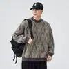 Moletom com Capuz e Gola Redonda de Manga Longa Tricotado em Cores Contrastantes Estilo Wasteland para Primavera e Outono 2025 Camada Base de Jaqueta para Homens