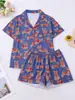 Conjunto de Pijama de Cardigan para Mujer de Manga Corta con Solapa, Casual y Cómodo, Seleccionado Cuidadosamente para el Verano, Comercio Transfronterizo, Ropa de Casa