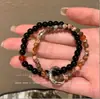 Pulseira de Contas Duplo Círculo Estilo Chinês, Novo Design de Nicho de Luxo, Joia Fresca e Elegante, Presente de Dia das Mães para Mulheres