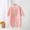Outono e Inverno Novo Macacão de Bebê Recém-nascido Sem Ossos Harém Bebê Estilo Nacional Macacão Forrado de Lã Quente Roupa de Rastejar