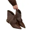 2026 Botines de Tacón Alto Diseño Patchwork Estilo Nuevo Punta Fina Piel Nude Hebilla Otoño Invierno Nicho Versátil Tacón Delgado