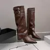 Botas altas de tacón grueso para chica picante, de moda, punta fina, estilo callejero, estilo pequeño CC, estilo pequeño CC, zapatos de mujer, botas largas, botas de montar, mujer