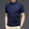 Polo de Seda de Hielo Dagging Sin Rastro 2024 para Hombre Verano Cuello Solapa Camiseta Joven y de Mediana Edad Elástica Casual Manga Corta