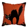 Nueva Funda de Almohada de Lino Transfronteriza Calavera Funda de Almohada de Halloween Serie de Brujas Parte Delantera de la Almohada Funda de Almohada Pesadilla de Navidad