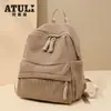 Fornecimento Transfronteiriço 2025 Novo Modelo Mochila Estudante Casual Mochila de Veludo Cotele Grande Capacidade Moda Estilo Coreano Simples Mochila de Viagem